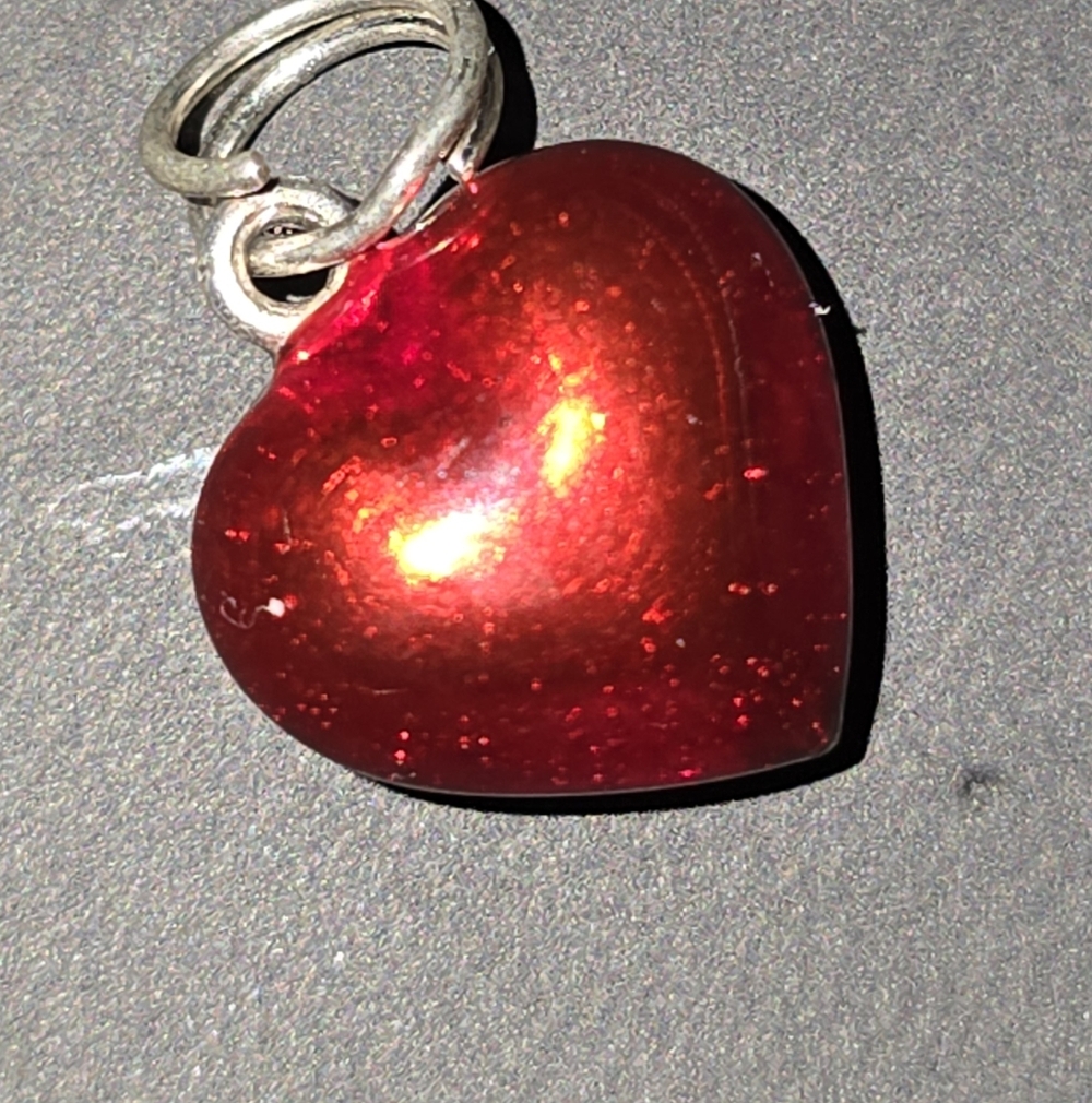 Vintage Red And Silver Heart Charm For Bracelet Necklace